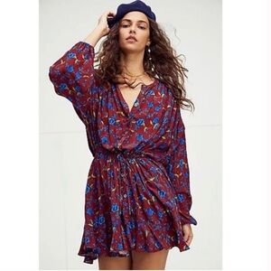 Free People Flower Fields Floral Long Sleeve Minidress